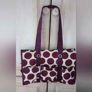 Thirty-One Purple Polka Dot Tote Bag